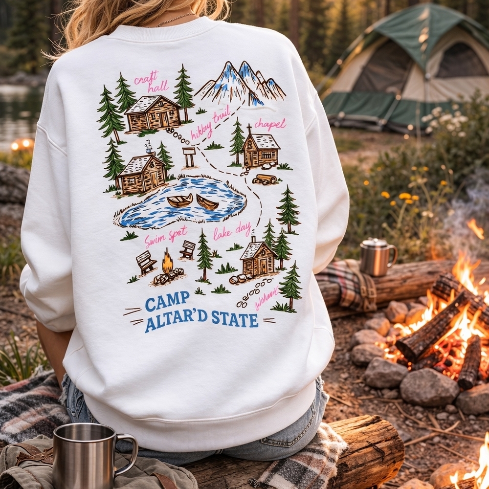 NWT Altar'd State White Campfire Sweatshirt Size Large